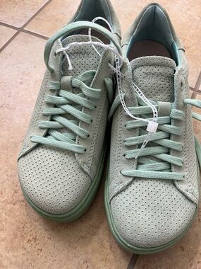 Birkenstock Mint Green Perforated Suede Sneaker